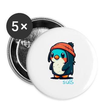 Pinguin Penguin Jungen Mädchen Zoo Süßer Spruch - Buttons groß 56 mm (5er Pack) - Weiß - Vorne