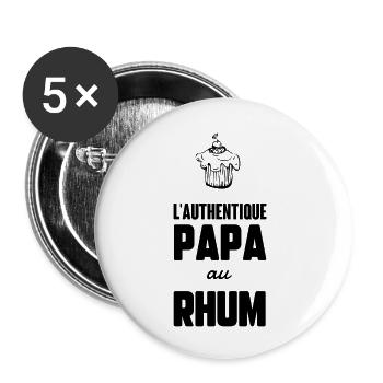 Papa au rhum - Lot de 5 grands badges (56 mm) - blanc - Devant