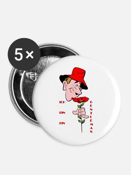 Gentleman - Buttons groß 56 mm (5er Pack) - Weiß