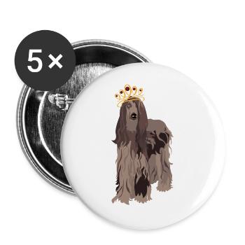 Majestic Dog with Crown - Buttons large 2.2''/56 mm (5-pack) - white - Front