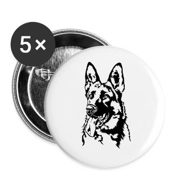 German Shepherd Dogs Portrait Dog Wilsigns - Buttons large 2.2''/56 mm (5-pack) - white - Front