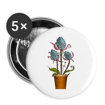 Fleur - Lot de 5 grands badges (56 mm) - blanc - Devant