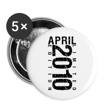 Geburtstag April 2010 April geboren im April 2010 - Buttons groß 56 mm (5er Pack) - Weiß - Vorne