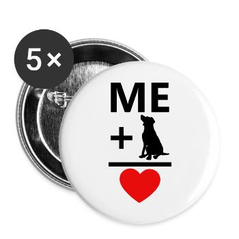 Dog Hund - Buttons groß 56 mm (5er Pack) - Weiß - Vorne