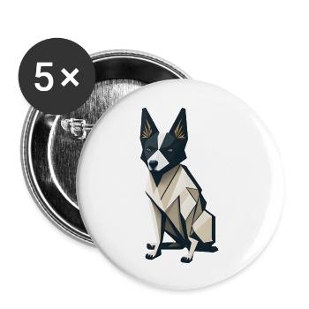 Polygon-Hund - Buttons groß 56 mm (5er Pack) - Weiß - Vorne