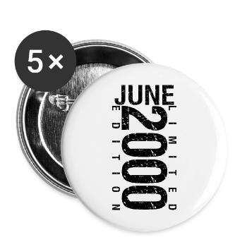 Birthday June 2000 June born in June 2000 - Buttons large 2.2''/56 mm (5-pack) - white - Front