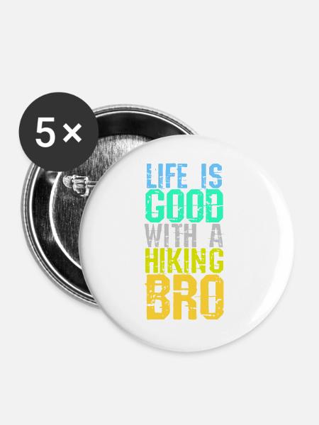 Klettersteig Statement Wanderer Wandern Wanderung - Buttons groß 56 mm (5er Pack) - Weiß