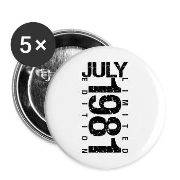 Geburtstag Juli 1981 Juli geboren im Juli 1981 - Buttons groß 56 mm (5er Pack) - Weiß - Vorne