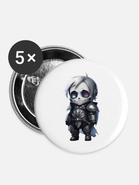 Medival Skeleton - Buttons groß 56 mm (5er Pack) - Weiß