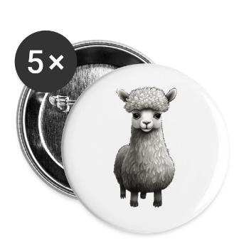 Süßes Alpaka - Buttons groß 56 mm (5er Pack) - Weiß - Vorne