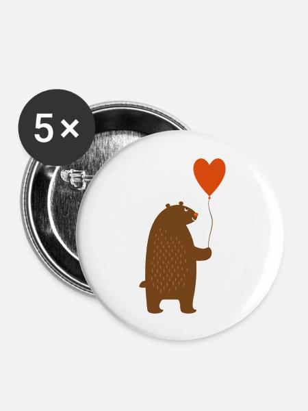 Wildtiere - Buttons groß 56 mm (5er Pack) - Weiß