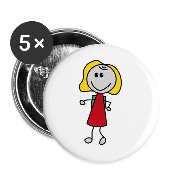 Mädchen - Buttons groß 56 mm (5er Pack) - Weiß - Vorne