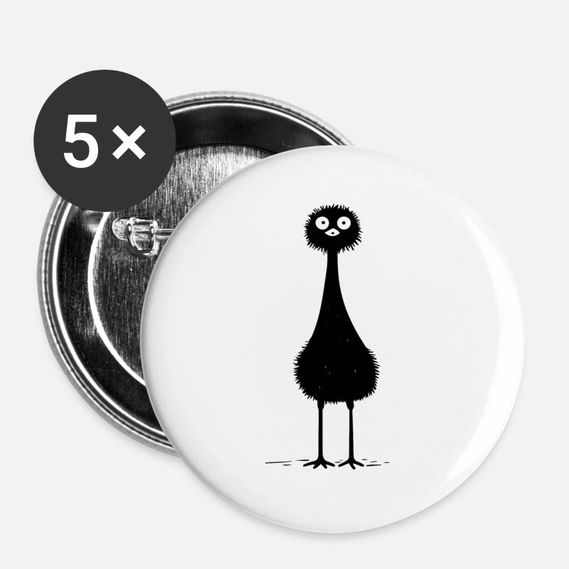 Quirky Bird I - Buttons large 2.2''/56 mm (5-pack) - white