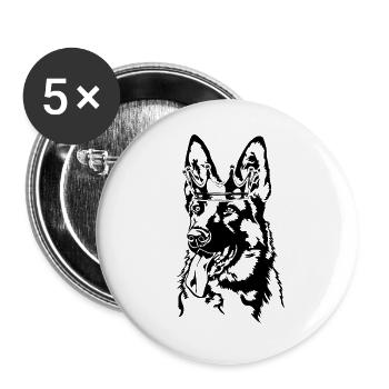 Berger allemand Krone Chiens Chien Wilsigns - Lot de 5 grands badges (56 mm) - blanc - Devant