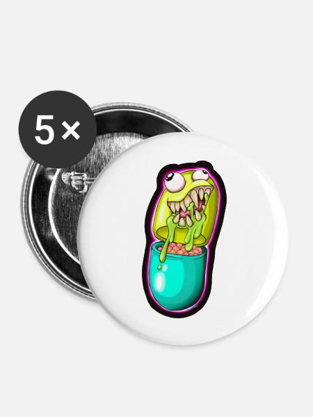 Pille - Buttons groß 56 mm (5er Pack) - Weiß