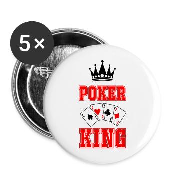 Roi du poker - Lot de 5 grands badges (56 mm) - blanc - Devant