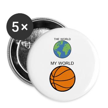 die Welt mein Basketball Basketball Humor Sport 2410 Z - Buttons groß 56 mm (5er Pack) - Weiß - Vorne