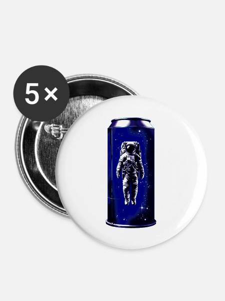 Astronaut in der Dose - Buttons groß 56 mm (5er Pack) - Weiß