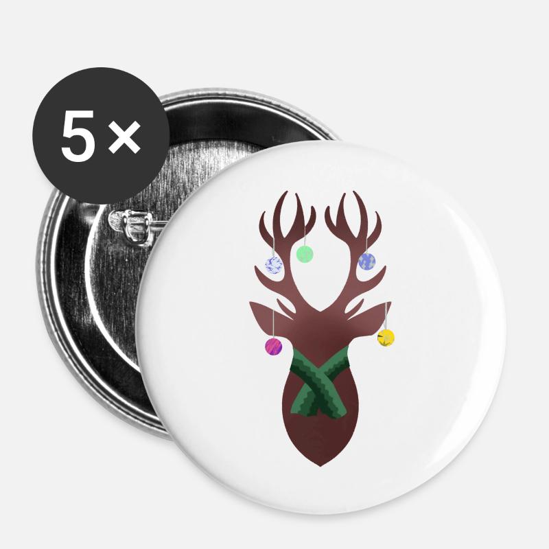 Christmas Reindeer - Buttons large 2.2''/56 mm (5-pack) - white