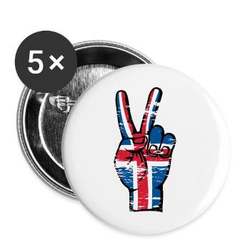 Iceland Flag Peace Victory Symbol Used - Buttons large 2.2''/56 mm (5-pack) - white - Front