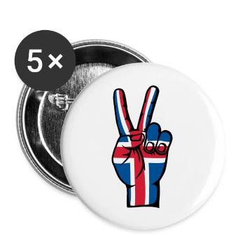Island Flagge Frieden Victory Symbol - Buttons groß 56 mm (5er Pack) - Weiß - Vorne