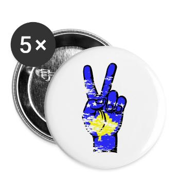 Symbole de victoire de la paix du drapeau du Kosovo utilisé - Lot de 5 grands badges (56 mm) - blanc - Devant