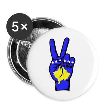 Symbole de la victoire de la paix du drapeau du Kosovo - Lot de 5 grands badges (56 mm) - blanc - Devant
