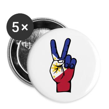 Philippinen Flagge Frieden Victory Symbol - Buttons groß 56 mm (5er Pack) - Weiß - Vorne