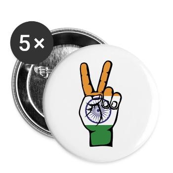 India Flag Peace Victory Symbol - Buttons large 2.2''/56 mm (5-pack) - white - Front
