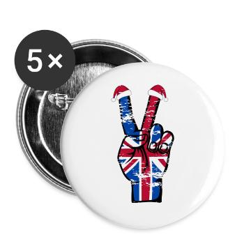 Britische Flagge Weihnachten Peace Symbol used - Buttons groß 56 mm (5er Pack) - Weiß - Vorne