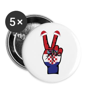 Kroatien Flagge Weihnachten Peace Symbol - Buttons groß 56 mm (5er Pack) - Weiß - Vorne