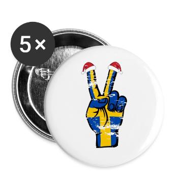 Schweden Flagge Weihnachten Peace Symbol used - Buttons groß 56 mm (5er Pack) - Weiß - Vorne