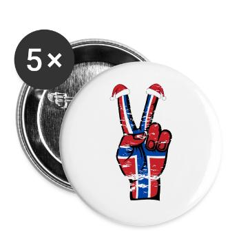 Norwegen Flagge Weihnachten Peace Symbol used - Buttons groß 56 mm (5er Pack) - Weiß - Vorne