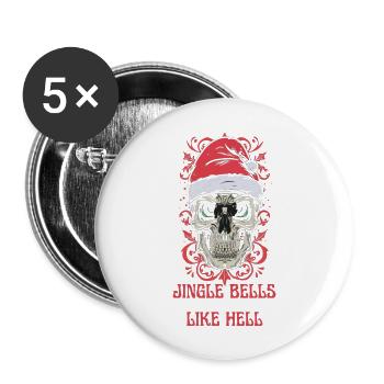 Christmas Skull Design: Jingle Bells Like Hell - Buttons large 2.2''/56 mm (5-pack) - white - Front
