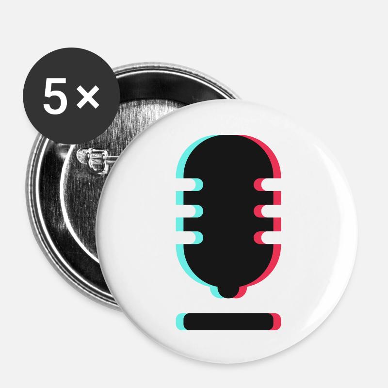 Microphone Logo - Buttons large 2.2''/56 mm (5-pack) - white