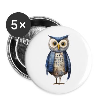 Mystic Owl Night Tee - Bezaubernd & Einzigartig - Buttons groß 56 mm (5er Pack) - Weiß - Vorne