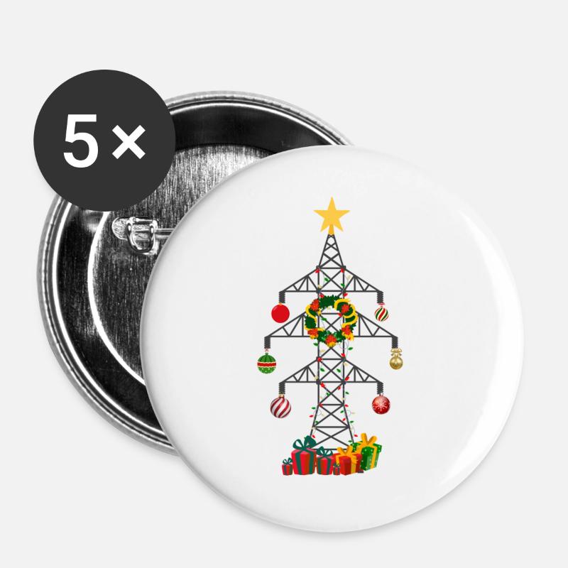 Christmas Strommast - Buttons groß 56 mm (5er Pack) - Weiß