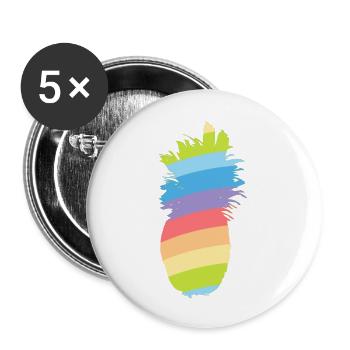 Arc-en-ciel - ananas - Lot de 5 grands badges (56 mm) - blanc - Devant
