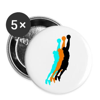 Basketballer Silhouette 3 - Buttons large 2.2''/56 mm (5-pack) - white - Front