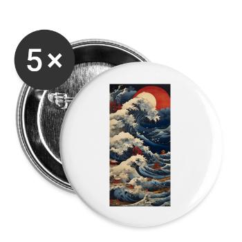 Les vagues et la mer - Lot de 5 grands badges (56 mm) - blanc - Devant