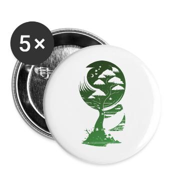Mystischer Fantasy Baum Natur - Buttons groß 56 mm (5er Pack) - Weiß - Vorne