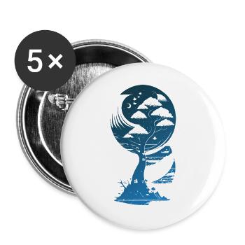 Mystischer Fantasy Baum im Mondschein - Buttons groß 56 mm (5er Pack) - Weiß - Vorne