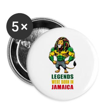 Musique reggae jamaïcaine - Lot de 5 grands badges (56 mm) - blanc - Devant
