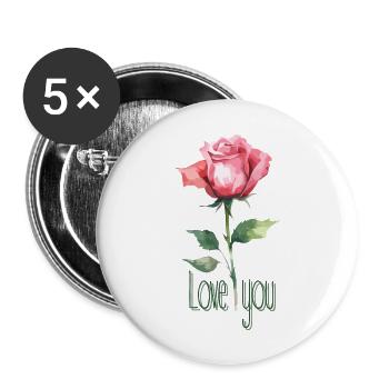 Je t’aime - Lot de 5 grands badges (56 mm) - blanc - Devant