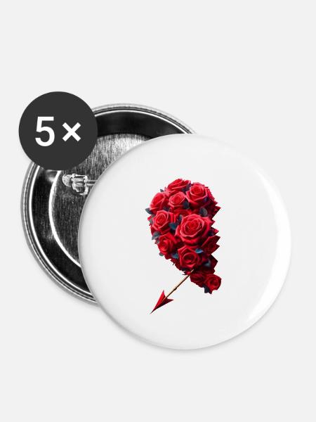Herzpartner links - Buttons groß 56 mm (5er Pack) - Weiß