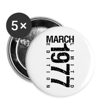Birthday March 1977 March born in March - Buttons large 2.2''/56 mm (5-pack) - white - Front