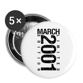 Anniversaire Mars 2001 Mars né en Mars - Lot de 5 grands badges (56 mm) - blanc - Devant