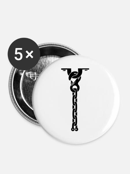 Krawattenkette SCHWARZ - Buttons groß 56 mm (5er Pack) - Weiß