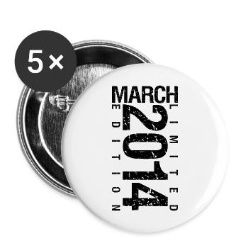 Anniversaire Mars 2014 Mars né en Mars - Lot de 5 grands badges (56 mm) - blanc - Devant