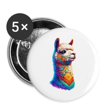 Alpaka - Buttons groß 56 mm (5er Pack) - Weiß - Vorne